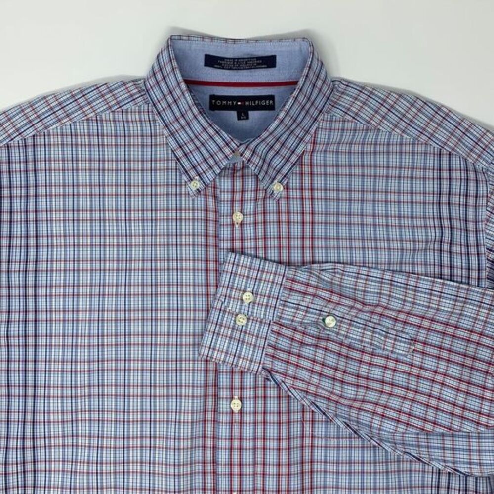 Tommy Hilfiger Men's Shirt Blue‎ & Red Check Size Large